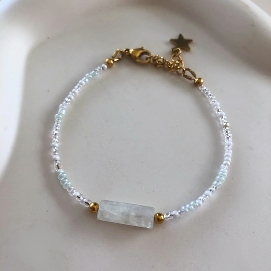 BRACELET ÉLÉNA - perles de rocaille et pierre de lune