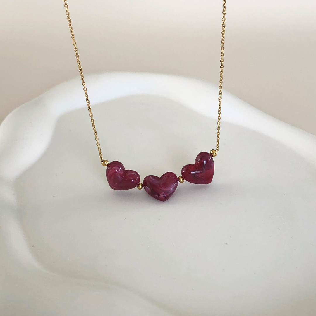COLLIER ROMY - CŒUR EN RÉSINE - 2 COLORIS