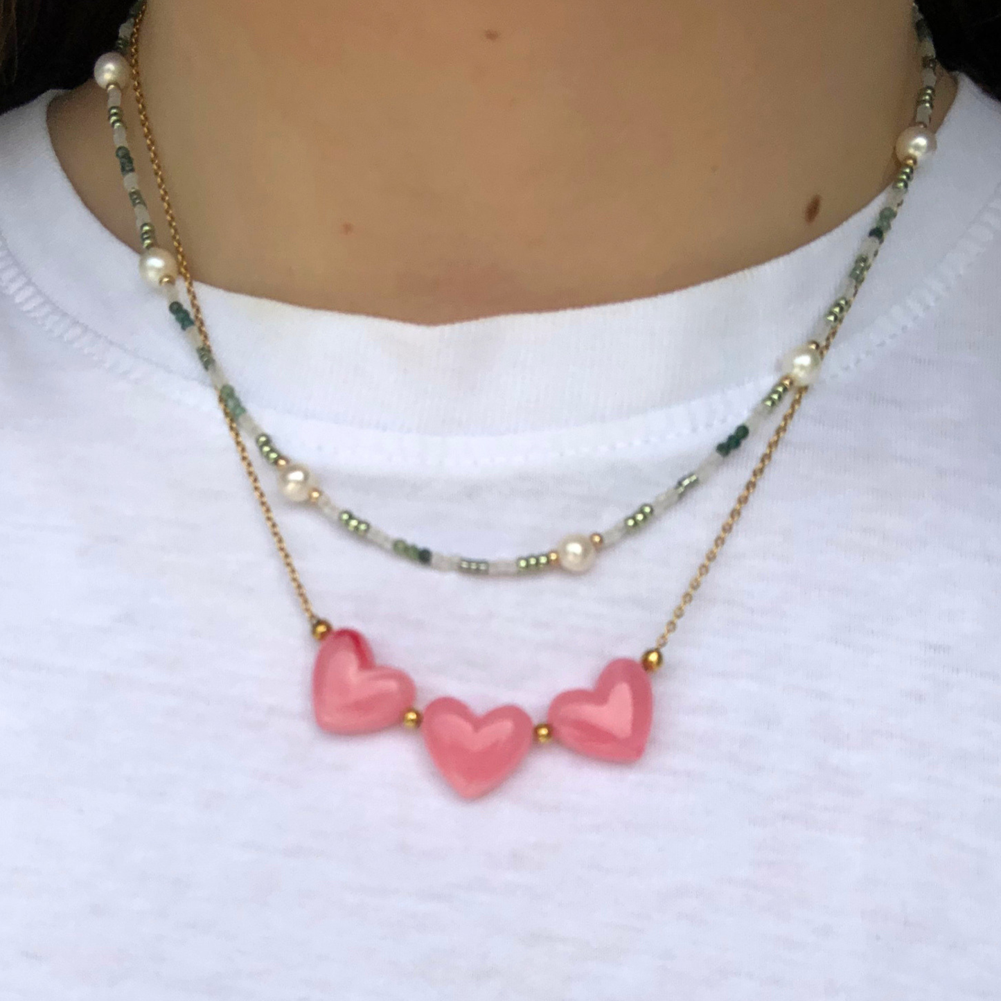COLLIER ROMY - CŒUR EN RÉSINE - 2 COLORIS