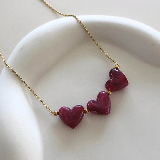 COLLIER ROMY - CŒUR EN RÉSINE - 2 COLORIS