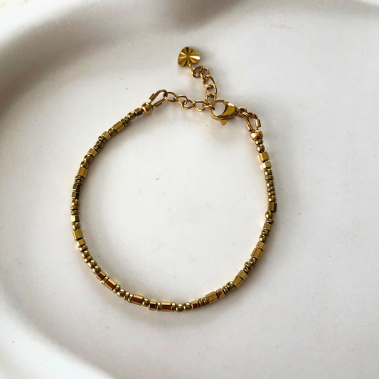 BRACELET DIANE - perles hématite dorée