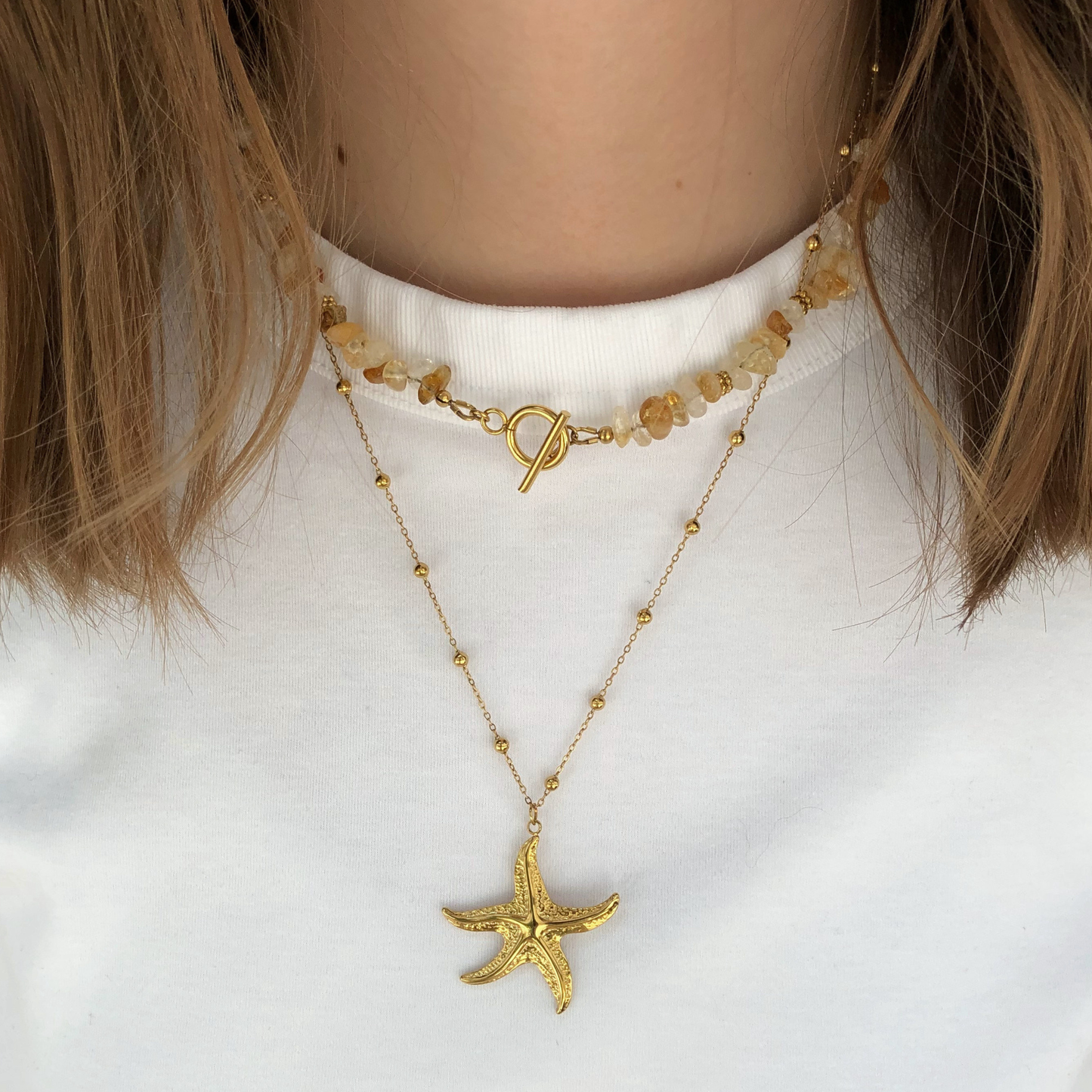 COLLIER SOFIA – perles chips citrine