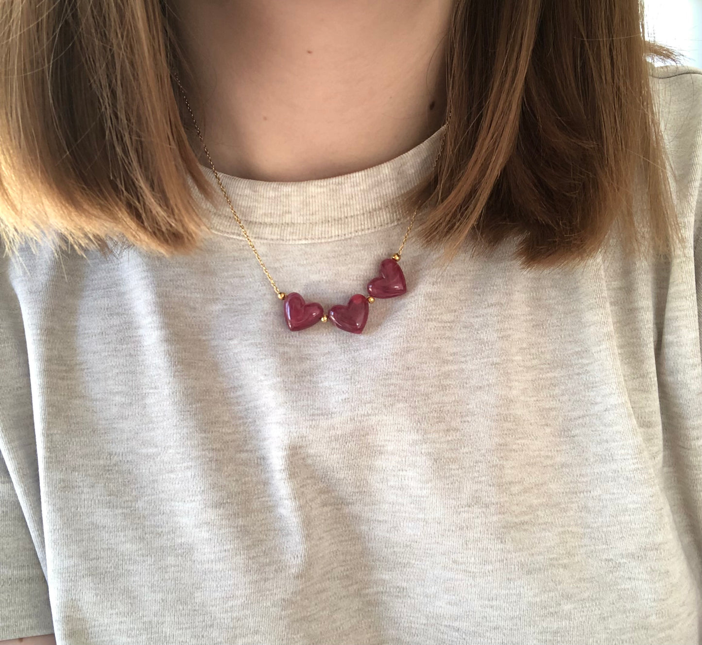 COLLIER ROMY - CŒUR EN RÉSINE - 2 COLORIS