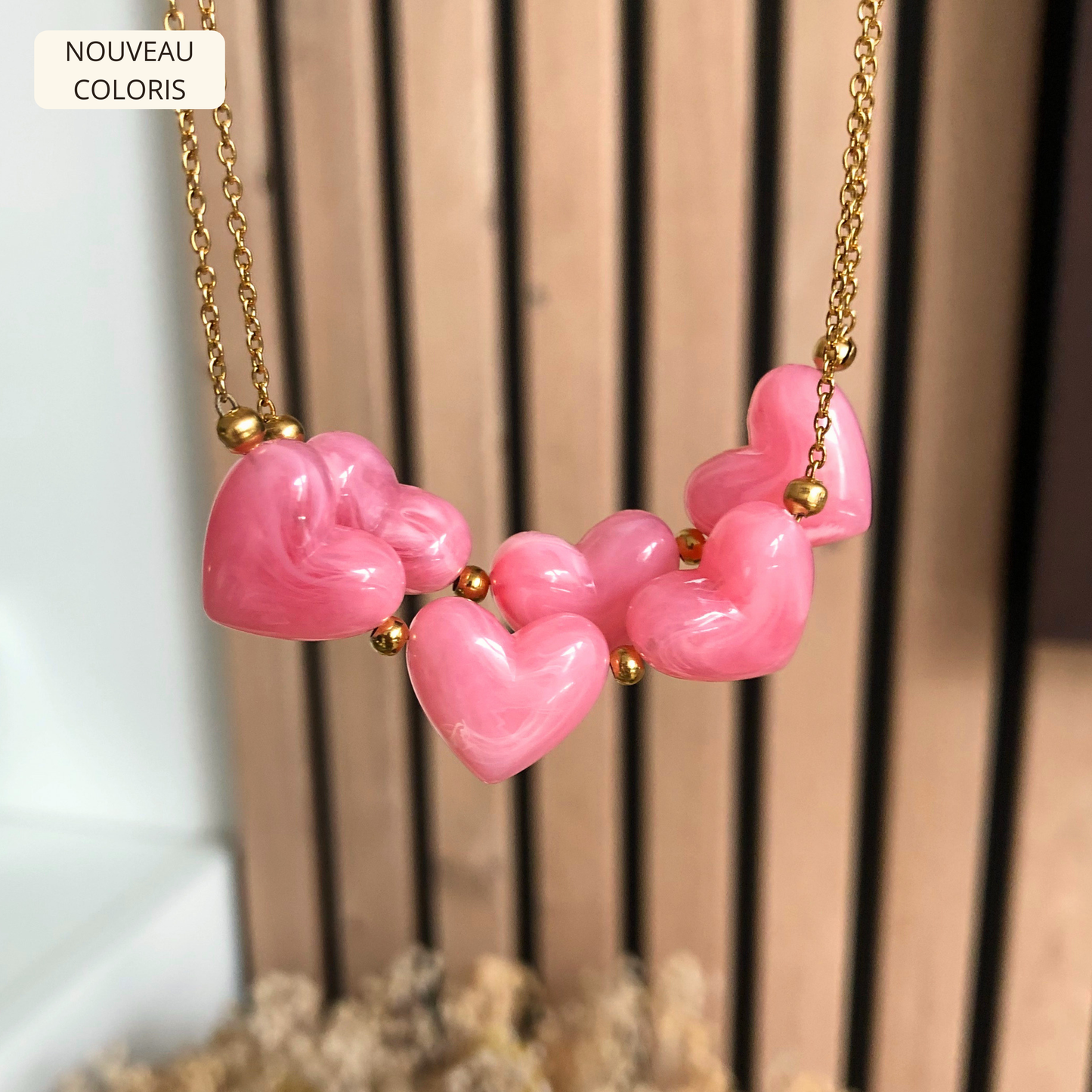 COLLIER ROMY - CŒUR EN RÉSINE - 2 COLORIS