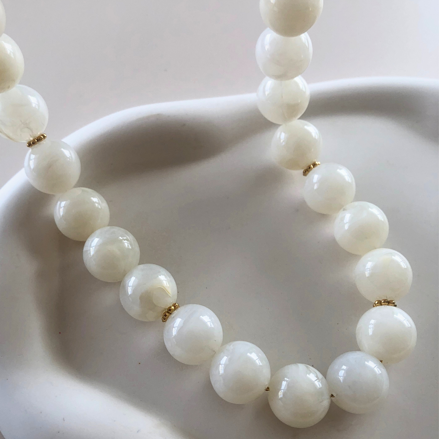 COLLIER LUNA - perles rondes blanche